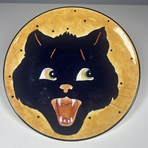 Certified International Janet Wecker Frisch Halloween Black Cat Plate 8.25”
